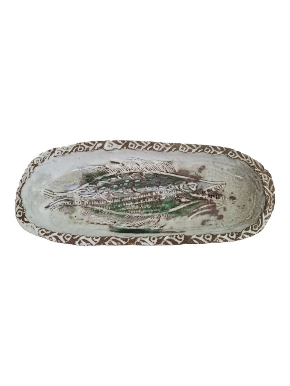 Signed Albert Thiry Pottery Fish Dish - Vallauris, France - 12" x 5"" x 1.25